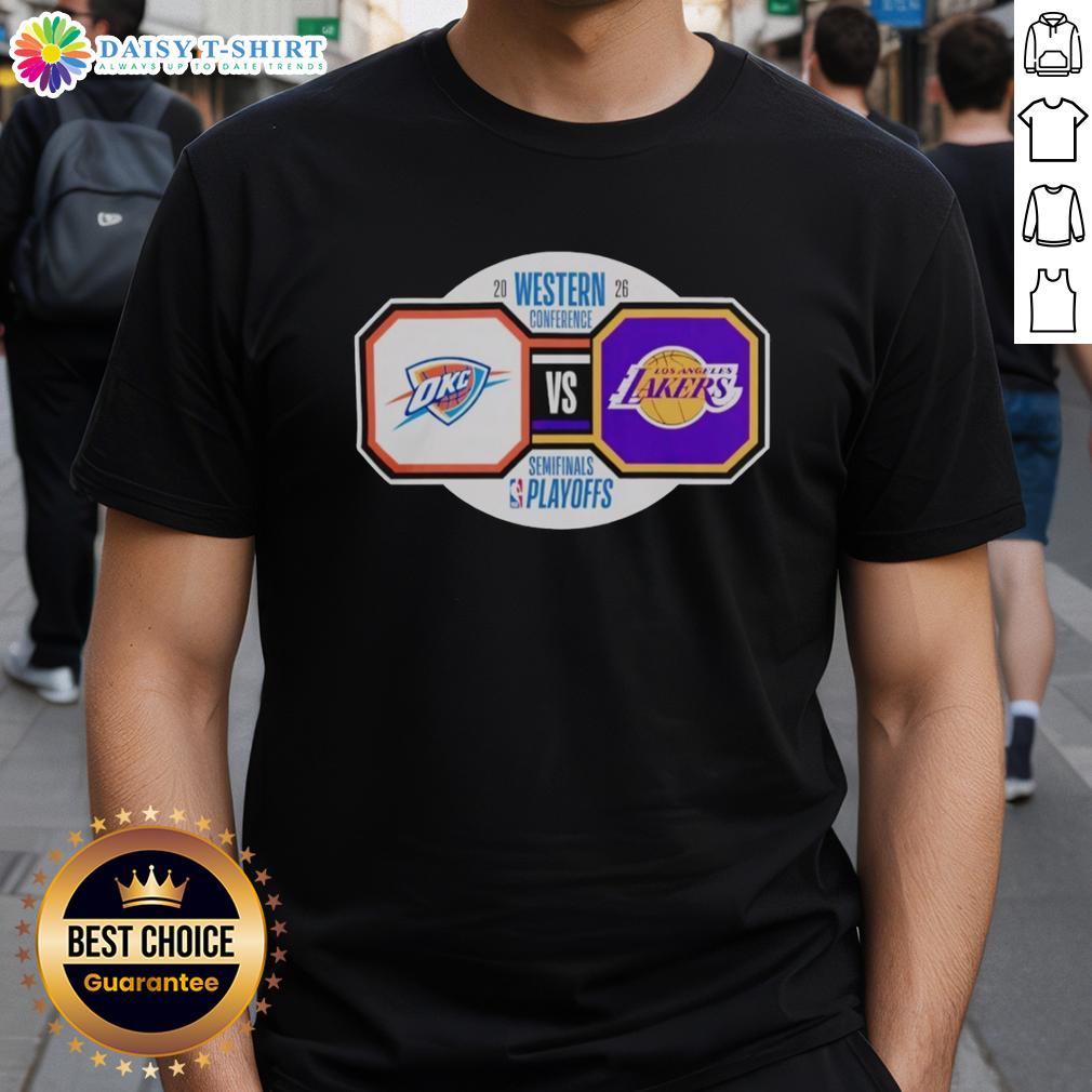 Nice Oklahoma City Thunder Vs Los Angeles Lakers 2026 Nba Playoffs Western Conference Semifinals T-Shirt Nice Oklahoma City Thunder vs Los Angeles Lakers 2026 NBA Playoffs Western Conference Semifinals T-Shirt design.