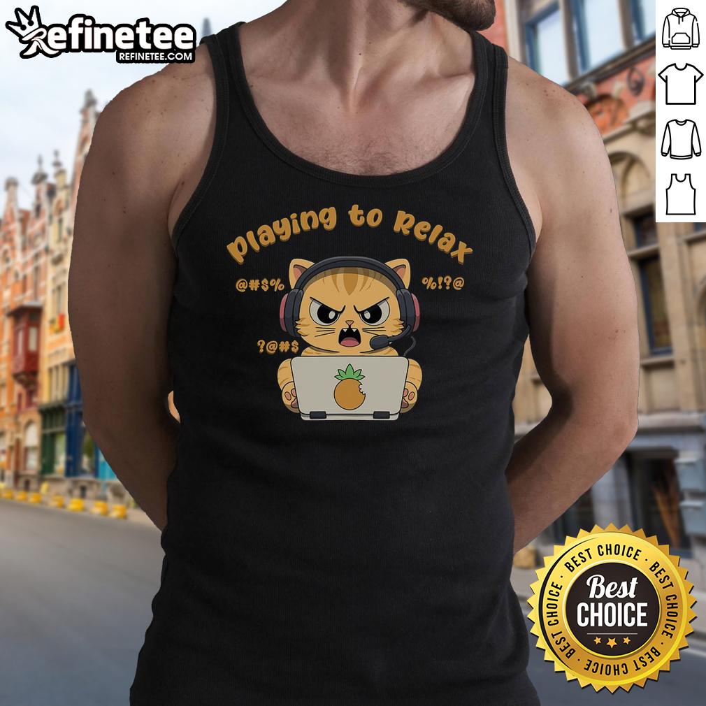 nice-playing-to-relax-funny-angry-cat-tank-top Funny angry cat wearing a tank top, showcasing its unique style while playing to relax. Perfect for cat lovers!