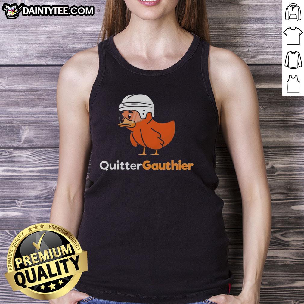 nice-quitter-gauthier-duck-hockey-tank-top Alt Text: Stylish Nice Quitter Gauthier Duck hockey tank top featuring a vibrant design, perfect for fans and casual wear.