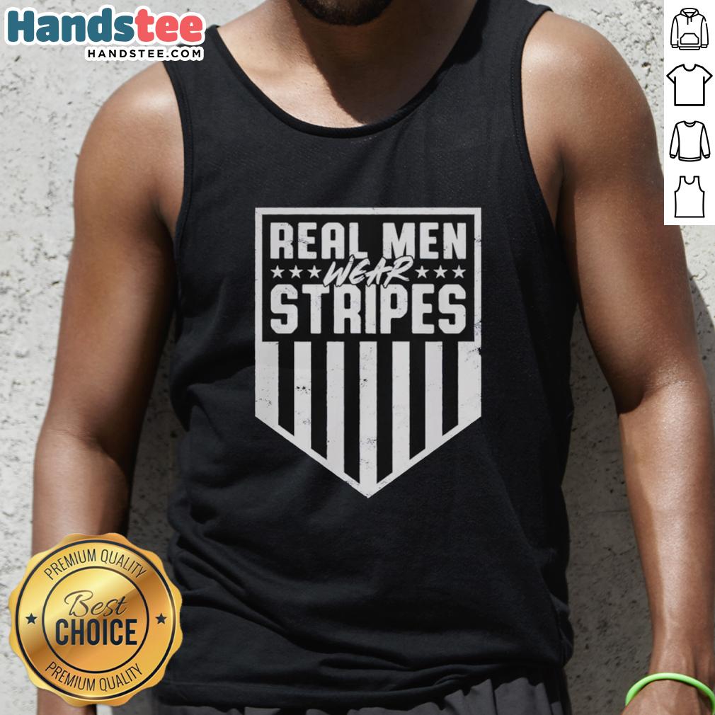 nice-real-men-wear-stripes-tank-top Stylish man wearing a Nice Real Men Wear Stripes tank top, showcasing a modern and trendy summer fashion look.