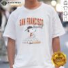 Alt Text: Cute Snoopy San Francisco Giants baseball T-shirt featuring colorful graphics and a classic design for fans.