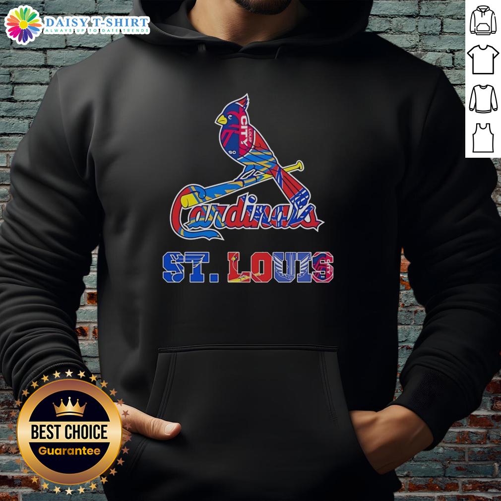 Nice St. Louis Cardinals St. Louis Blues St. Louis City Sc And St. Louis Battlehawks Sports Logo Mashup Hoodie Stylish hoodie featuring a mashup of St. Louis Cardinals, Blues, City SC, and Battlehawks sports logos.