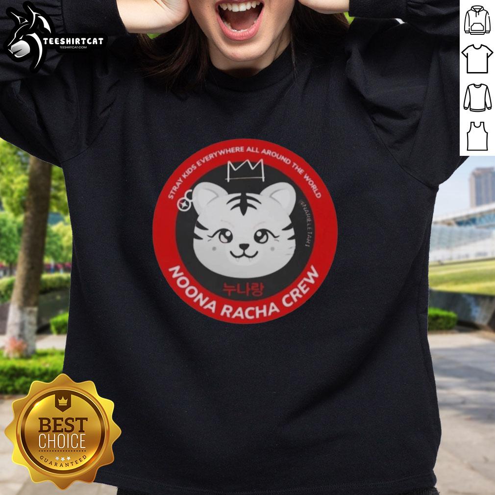 nice-stray-kids-everywhere-all-around-the-world-moona-racha-crew-sweatshirt Alt Text: Moona Racha Crew Sweatshirt featuring Nice Stray Kids design, perfect for fans worldwide.