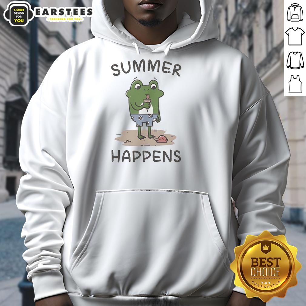 nice-summer-happens-a-frog-and-its-ice-cream-cone-hoodie Adorable frog enjoying an ice cream cone while wearing a Nice Summer Happens hoodie, perfect for summer vibes.