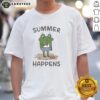 Alt Text: Cute frog enjoying an ice cream cone on a Nice Summer Happens T-shirt, perfect for summer wear.