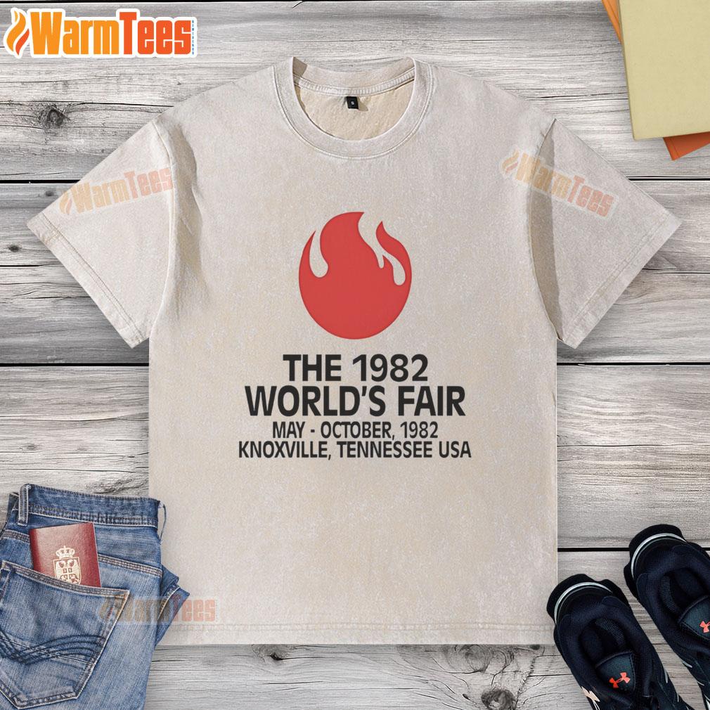 nice-the-1982-worlds-fair-may-oct-in-knoxville-tennessee-vintage-washed-t-shirt Vintage washed t-shirt featuring the 1982 World's Fair in Knoxville, Tennessee, perfect for retro fashion enthusiasts.