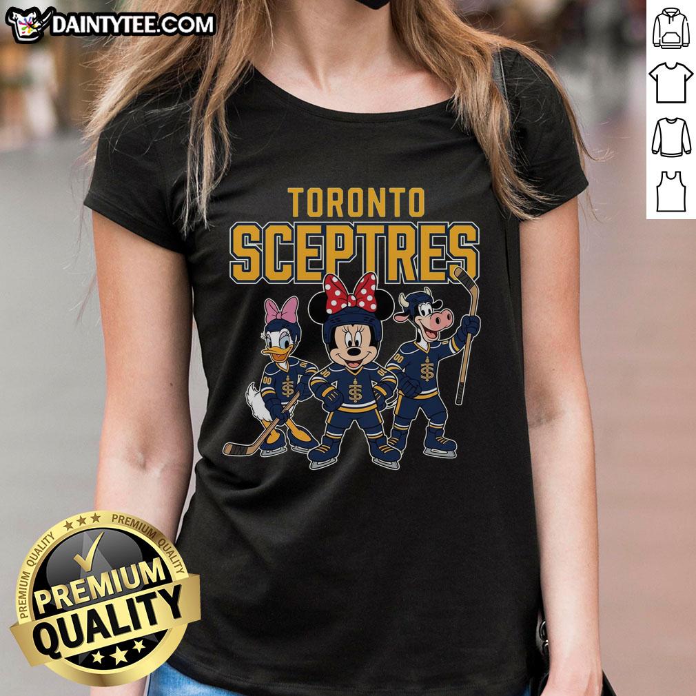 nice-toronto-scepters-cartoon-team-ice-hockey-ladies-tee Cartoon-style illustration of the Nice Toronto Scepters ice hockey team on a ladies' tee, showcasing team spirit and fun.