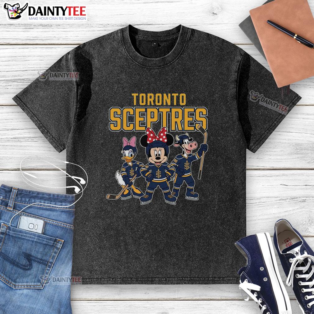nice-toronto-scepters-cartoon-team-ice-hockey-washed-t-shirt Alt Text: Cartoon illustration of a Toronto Scepters ice hockey team on a washed t-shirt, showcasing vibrant colors and team spirit.