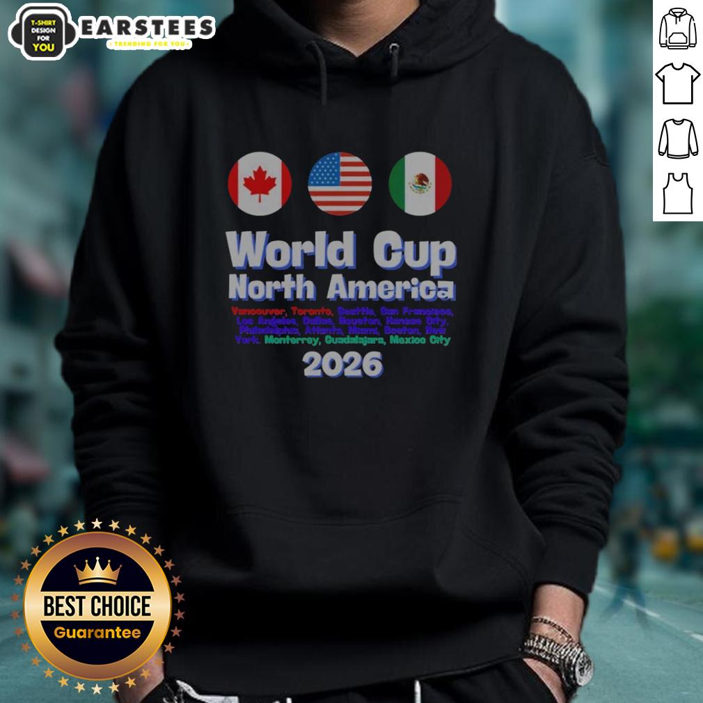 nice-world-cup-north-america-soccer-fan-2026-hoodie North America soccer fan wearing a Nice World Cup 2026 hoodie, showcasing team spirit and vibrant colors.