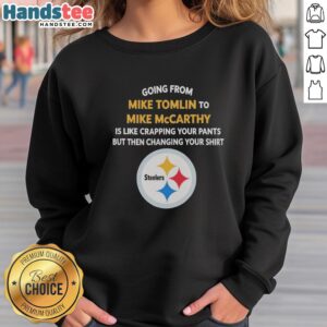 Official sweatshirt featuring 'Going From Mike Tomlin to Mike McCarthy' design, perfect for NFL fans and collectors.