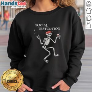 Stylish Nice Social Distortion skeleton sweatshirt featuring bold graphics and a comfortable fit, perfect for punk fashion fans.