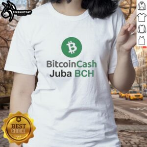 Pretty Bitcoin Cash crypto symbol on a ladies tee in Juba, showcasing stylish global digital money fashion.