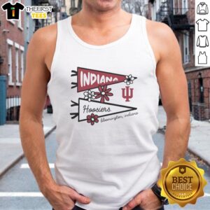 Awesome Indiana Hoosiers flags displayed on a tank top in Bloomington, Indiana, perfect for fans and supporters.