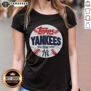 Original New York Yankees MLB x Topps Baseball The Real One Ladies Tee featuring classic team logo and stylish design.