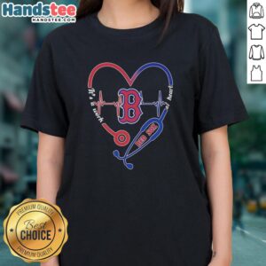 Official Boston Red Sox Stethoscope Heartbeat It's A Work Of Heart T-Shirt - Image 5