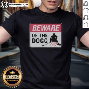 Top Nathan Mackinnon Beware Of The Dogg Sign T-Shirt featuring a bold graphic design for hockey fans.
