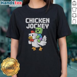 Alt Text: Official Chicken Jockey Pixel Funny Lover Game Tee for Friends and Ladies - Perfect Gift for Gamers