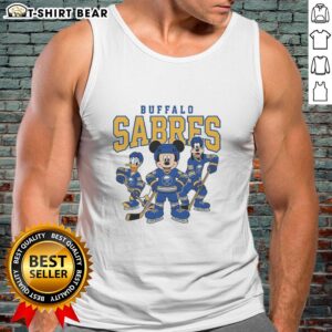 Buffalo Sabres Disney team ice hockey tank top featuring vibrant graphics and a comfortable fit for fans.