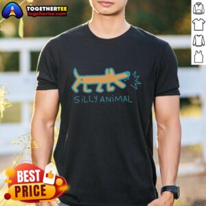 Funny silly animal T-shirt featuring a playful cartoon dog with vibrant colors and a humorous quote, perfect for pet lovers.