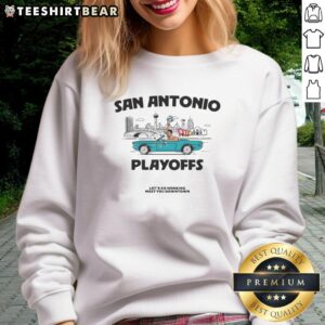 Official San Antonio Playoffs sweatshirt with 'Let's Go' slogan, perfect for fans meeting downtown to support the team.