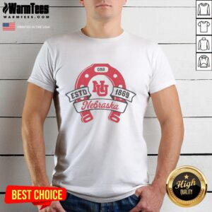 Alt Text: Top Nebraska Lucky Horseshoe Ash T-Shirt featuring a stylish design perfect for Nebraska fans and casual wear.