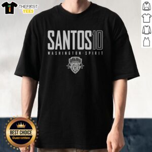Stylish Nice Santos 10 Washington Spirit T-Shirt featuring vibrant colors and team logo, perfect for fans and casual wear.