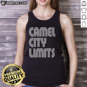 Stylish Tressie McMillan Cottom Camel City Limits tank top displayed on a mannequin against a clean background.