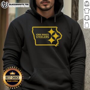 Nice Iowa Steelers state outline logo hoodie featuring a stylish design for fans and supporters of the team.