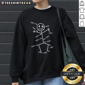 Top Everything Hurts Stick Man in Pain Sweatshirt featuring a distressed stick figure design on a cozy sweatshirt.