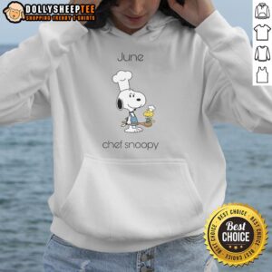 Pretty June Chef Snoopy Hoodie featuring a fun design with Snoopy cooking, perfect for fans of stylish casual wear.