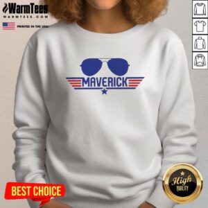 Original Top Gun Maverick Aviator sunglasses with retro sweatshirt in stylish display for fans of classic aviation fashion.