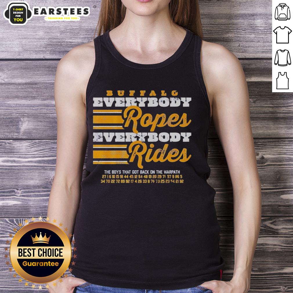 official-buffalo-sabres-hockey-everybody-ropes-everybody-rides-tank-top Official Buffalo Sabres Hockey 'Everybody Ropes, Everybody Rides' tank top featuring team colors and logo.