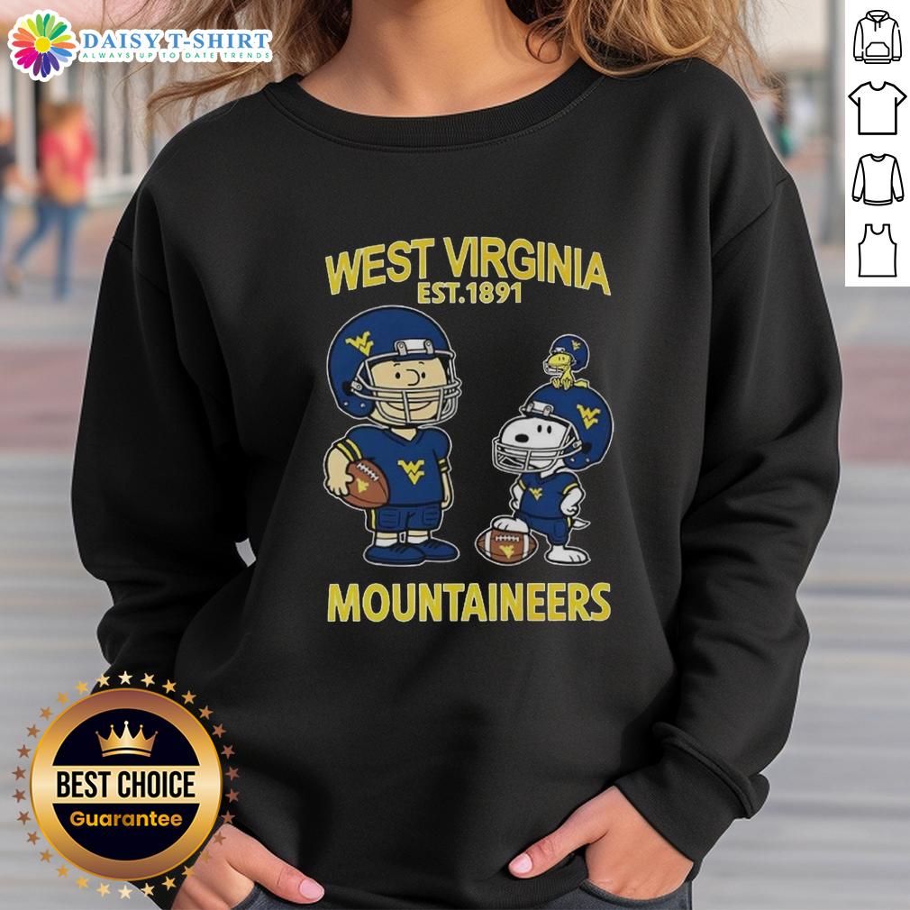 Official Charlie Brown And Snoopy X West Virginia Mountaineers Ncaa Football Est 1891 Sweatshirt Official Charlie Brown and Snoopy West Virginia Mountaineers NCAA Football sweatshirt, celebrating tradition since 1891.
