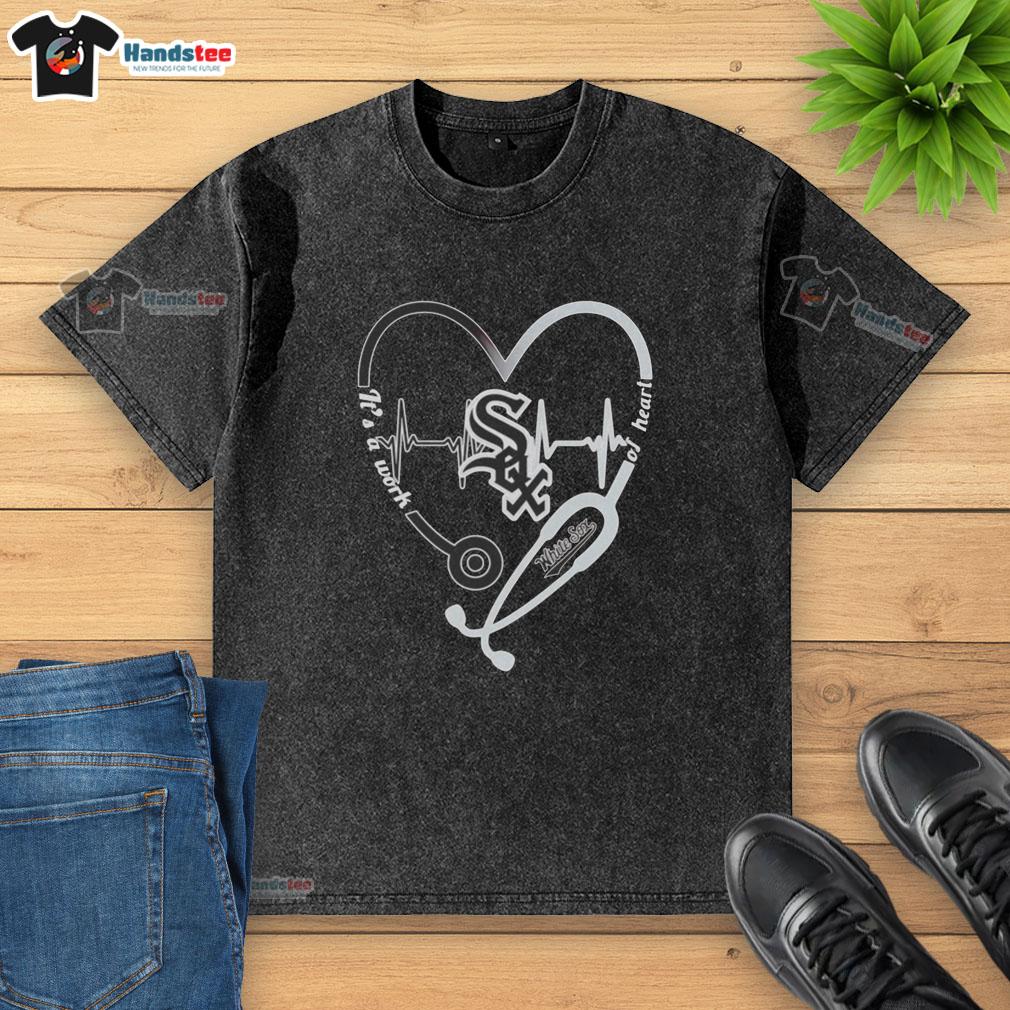 official-chicago-white-sox-stethoscope-heartbeat-its-a-work-of-heart-washed-t-shirt Official Chicago White Sox stethoscope heartbeat graphic on a washed t-shirt, perfect for baseball fans and healthcare workers.