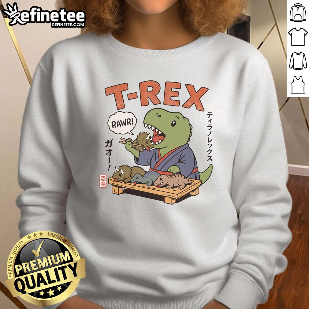 official-cute-t-rex-breakfast-japan-sweatshirt Official cute T-Rex breakfast Japan sweatshirt featuring a playful dinosaur design, perfect for casual wear.
