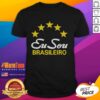 Official Eu Sou Brasileiro Brazil Five Stars T-Shirt featuring the Brazilian flag and five stars design.