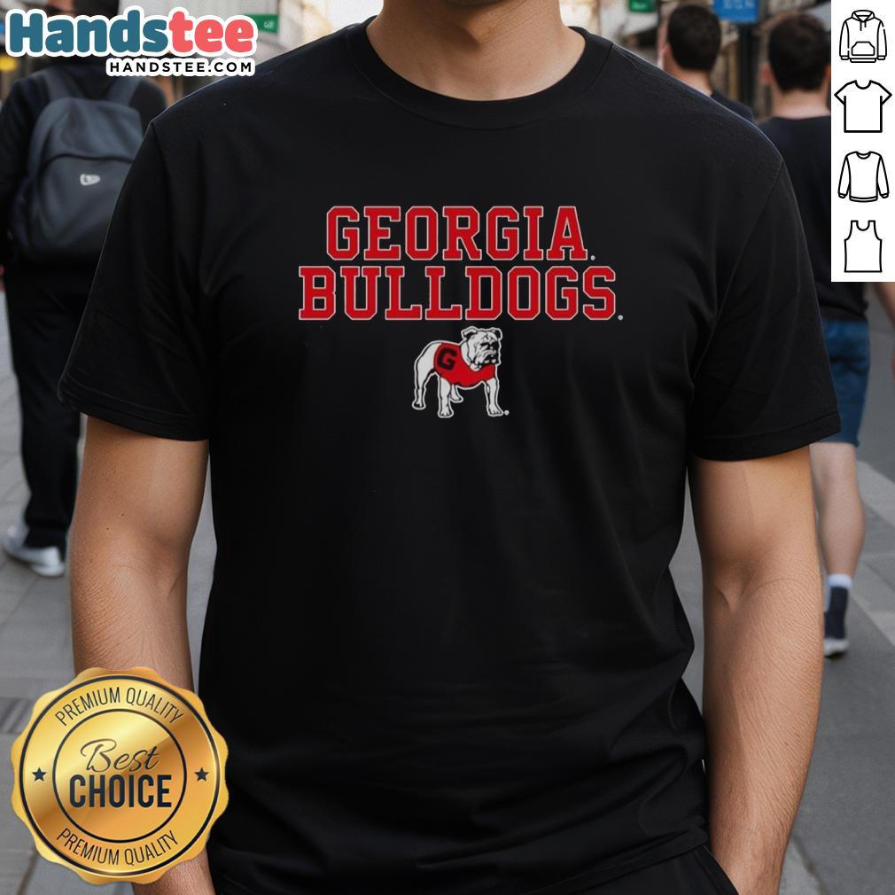 official-georgia-bulldogs-ncaa-text-logo-stack-mascot-t-shirt Alt Text: Official Georgia Bulldogs NCAA text logo stack mascot t-shirt featuring bold graphics and team colors for fans.