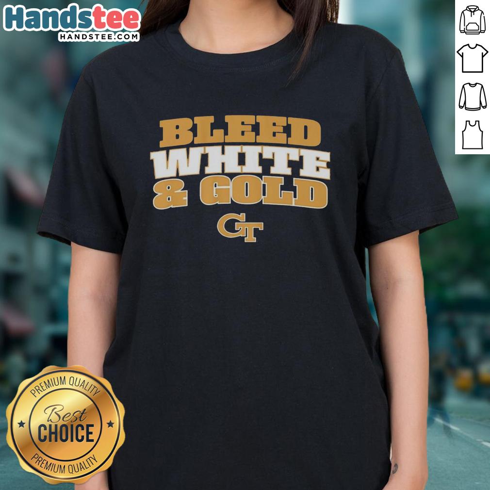 official-georgia-tech-yellow-jackets-ncaa-bleed-white-and-gold-ladies-tee Alt Text: Official Georgia Tech Yellow Jackets NCAA women's tee in white and gold, showcasing team spirit and style.