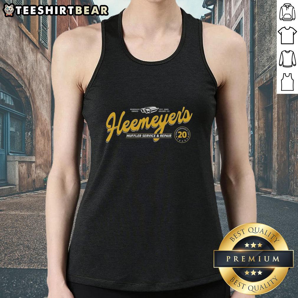 official-heemeyers-muffler-service-and-repair-est-2005-granby-co-vintage-tank-top Vintage tank top featuring Heemeyer's Muffler Service and Repair, established 2005 in Granby, CO, showcasing classic design.