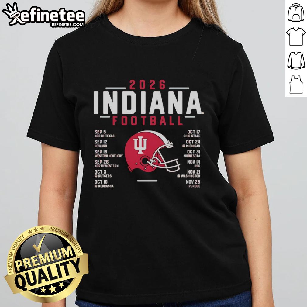 official-indiana-hoosiers-helmet-football-schedule-2026-ladies-tee 2026 Indiana Hoosiers football schedule printed on a ladies tee, featuring the official team helmet design.