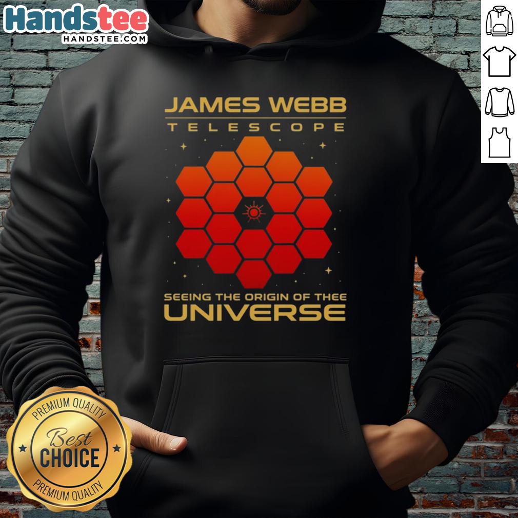 official-james-webb-telescope-seeing-the-origin-of-the-universe-hoodie Official James Webb Telescope hoodie showcasing cosmic imagery, symbolizing the origin of the universe.