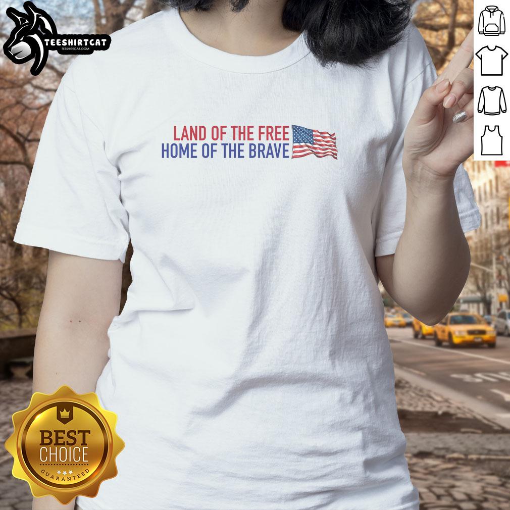 official-land-of-the-free-home-of-the-brave-america-flag-ladies-tee Official Land Of The Free Home Of The Brave America Flag Ladies Tee featuring a vibrant American flag design.