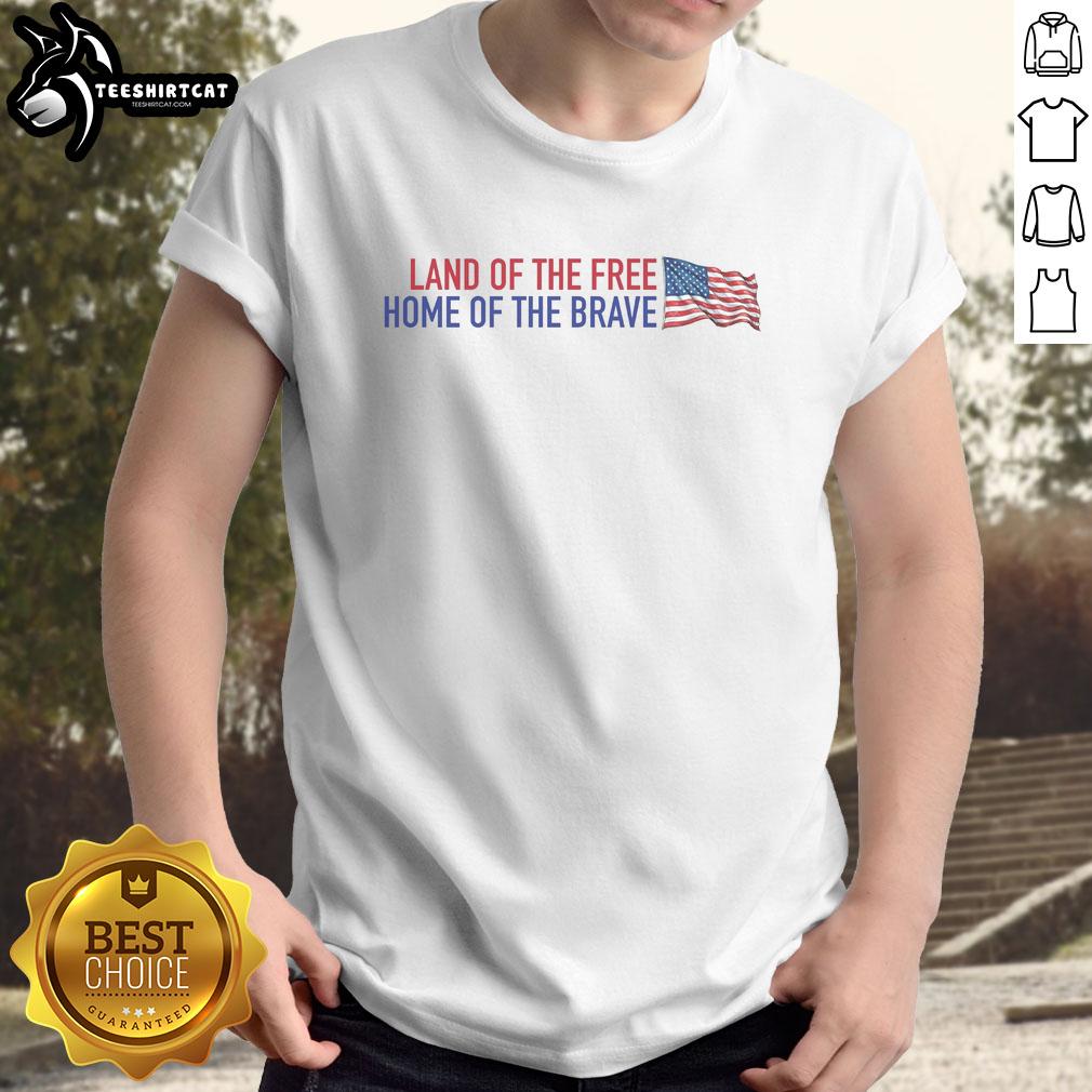 official-land-of-the-free-home-of-the-brave-america-flag-t-shirt-1 Alt Text: Official Land Of The Free Home Of The Brave America Flag T-Shirt featuring a bold American flag design.
