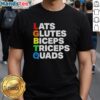 Official LGBTQ T-shirt featuring bold graphics for lats, glutes, biceps, triceps, and quads for fitness enthusiasts.