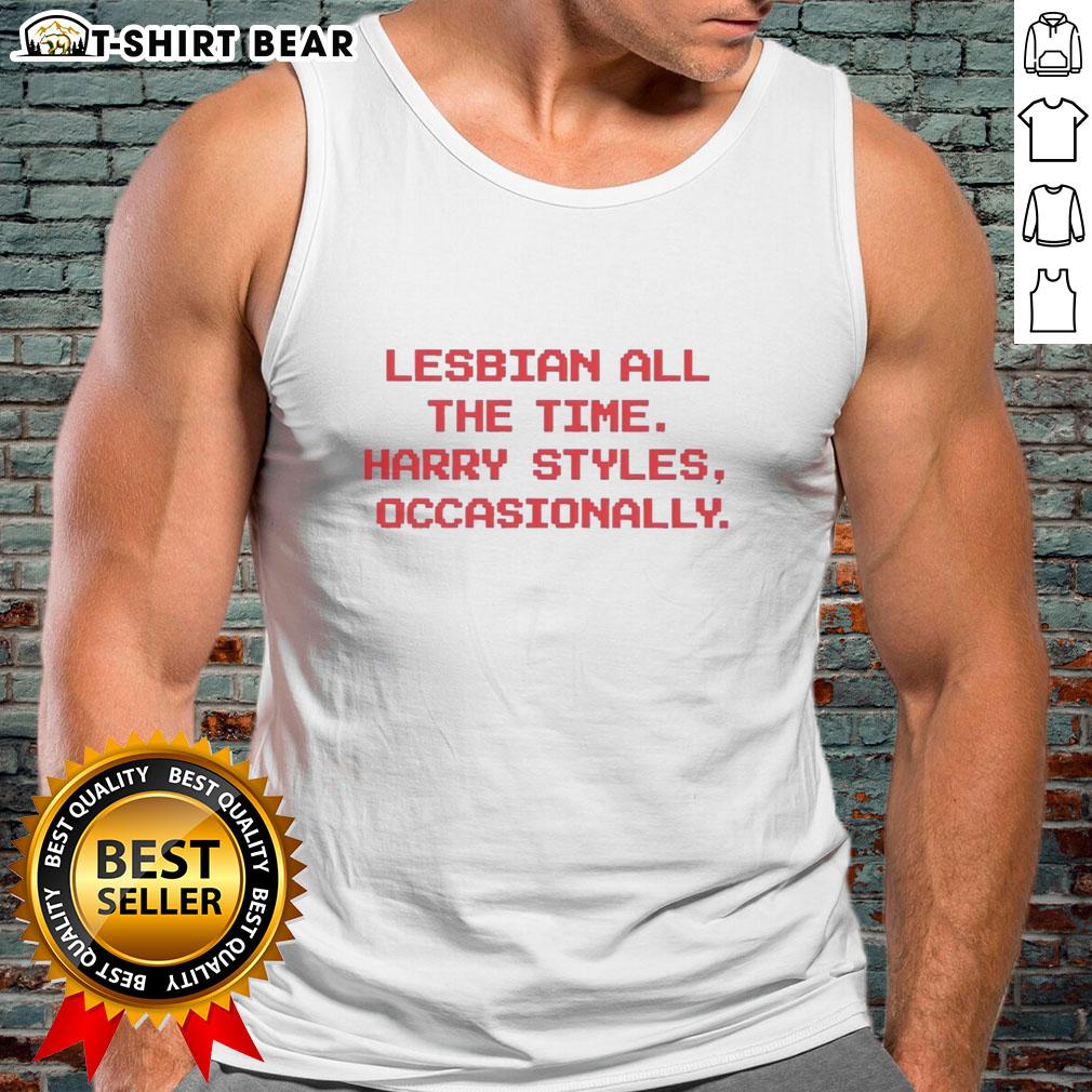 Official Lesbian All The Time Harry S Occasionally Red Text Tank Top Official Lesbian All The Time Harry S Occasionally Red Text Tank Top featuring bold graphic design on a stylish sleeveless shirt.