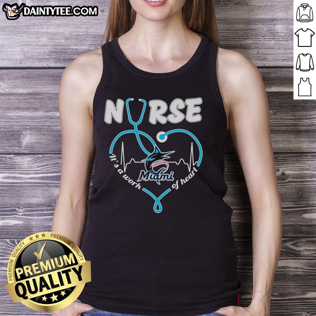 official-miami-marlins-nurse-its-a-work-of-heart-stethoscope-shaped-heart-tank-top Official Miami Marlins nurse tank top featuring a stethoscope-shaped heart design, perfect for baseball and healthcare fans.