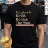 Alt Text: Official Minnesota Hockey T-Shirt featuring Ampersand Hughes, Kirill, Boldy, and The Wall design for fans.