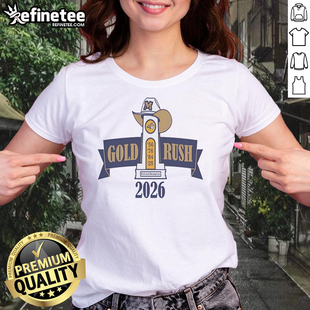 official-montana-state-bobcats-gold-rush-2026-ladies-tee Alt Text: Official Montana State Bobcats Gold Rush 2026 Ladies Tee in vibrant gold, showcasing team spirit and style.