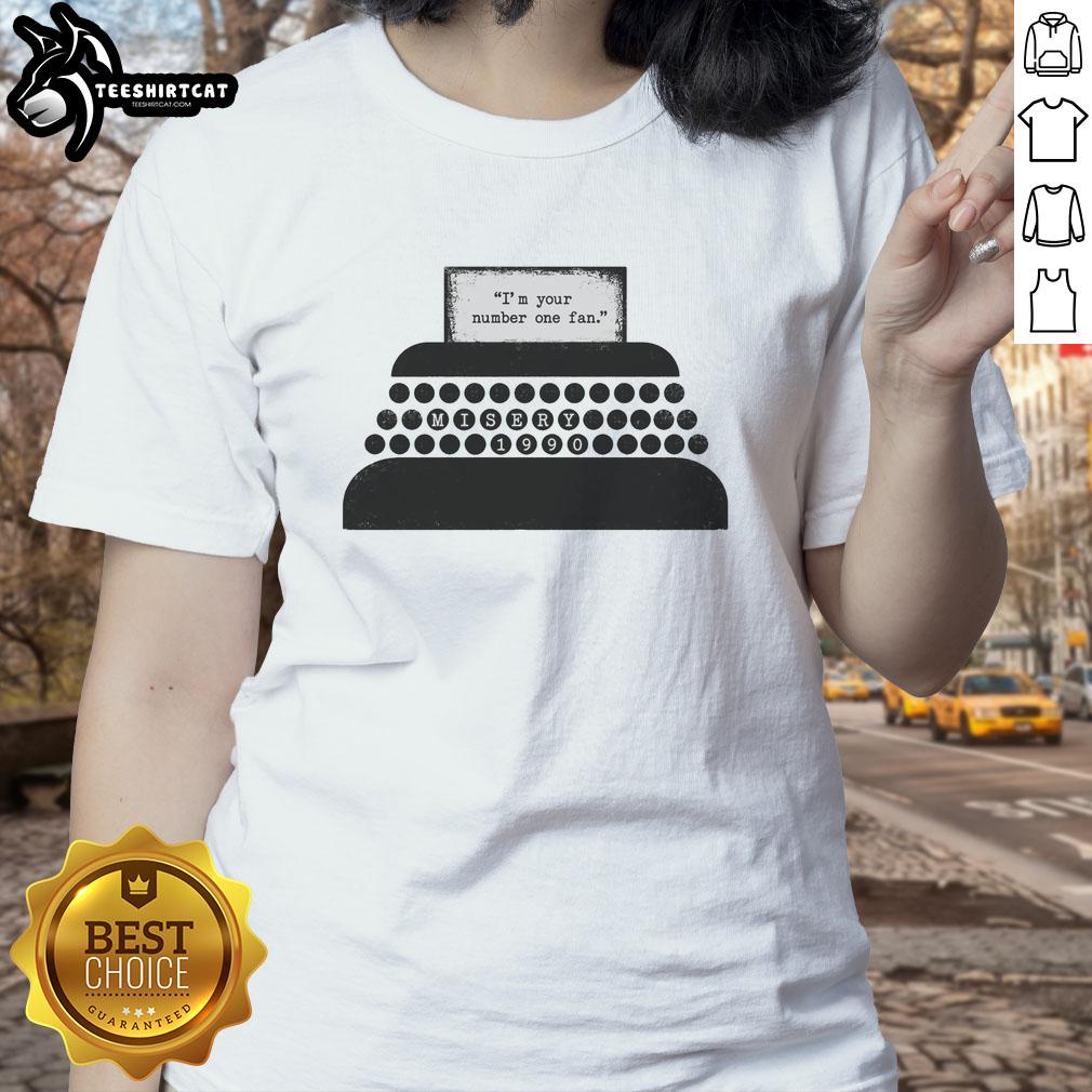 official-number-one-fan-retro-typewriter-ladies-tee Official Number One Fan Retro Typewriter Ladies Tee featuring vintage typewriter graphic on a stylish women's t-shirt.