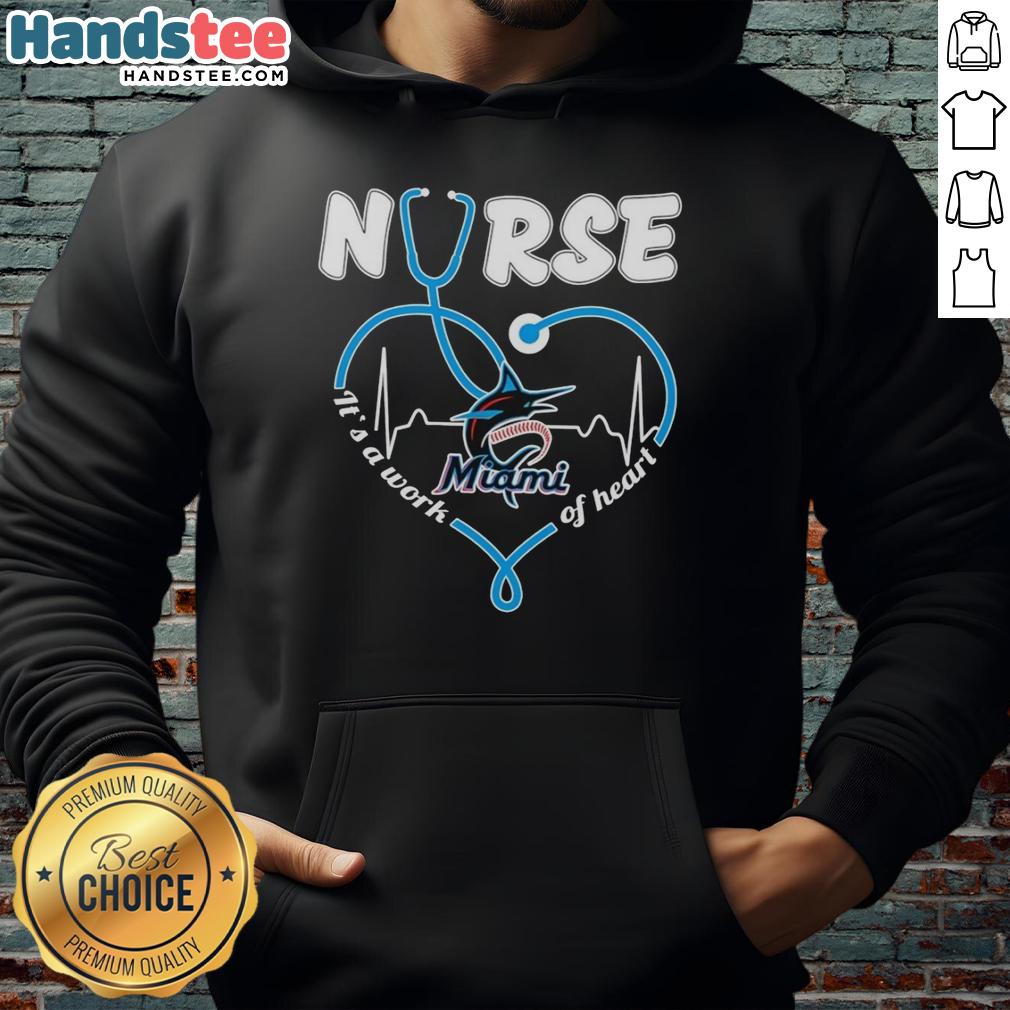 official-nurse-miami-marlins-stethoscope-its-a-work-of-heart-hoodie Official Nurse Miami Marlins Stethoscope Hoodie - A Work of Heart design for healthcare fans and baseball lovers.